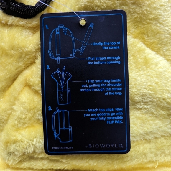 Pokemon Pikachu Big Face Ears Fuzzy Reversible 16" Backpack - Picture 7 of 12